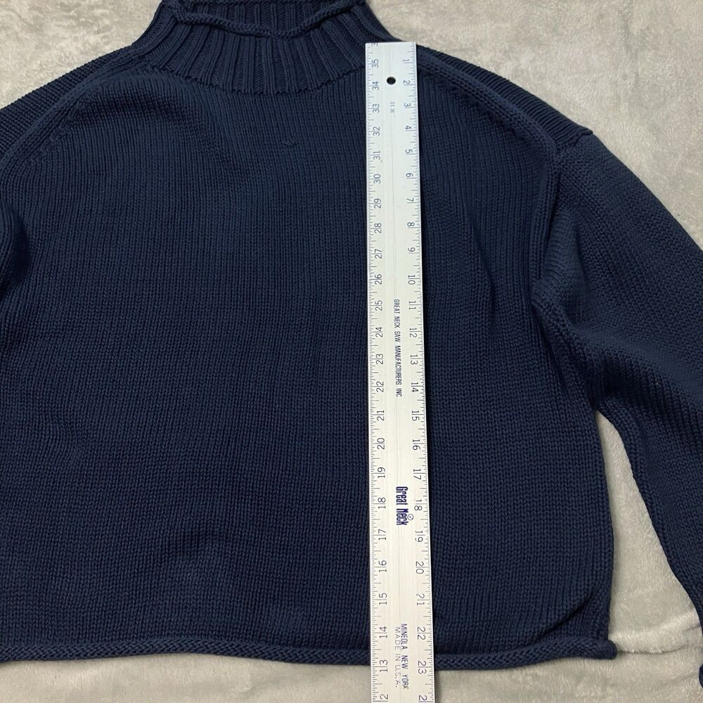 J Crew 2025 Rollneck Sweater Womens S Navy Blue 100% Cotton Coastal Minimalist - Picture 6 of 14